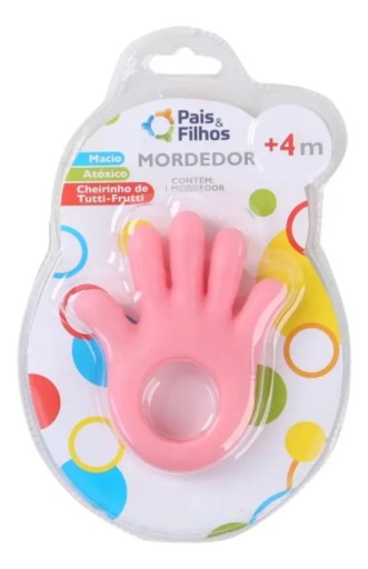 Mordedor Infantil Macio Mãozinha Rosa Pais & Filhos Atóxico Vinil