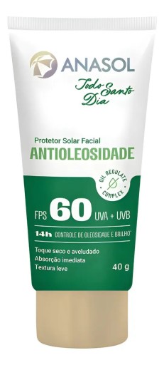 Protetor Solar Facial Anasol Antioleosidade FPS60 Toque Seco