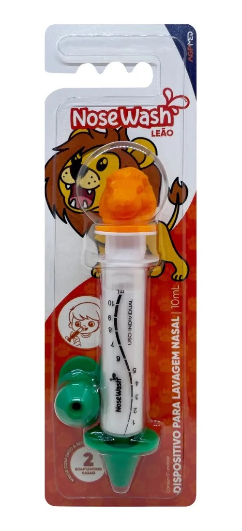 Seringa para Lavagem Nasal Infantil 10ml Nosewash Marrom Bico Removível