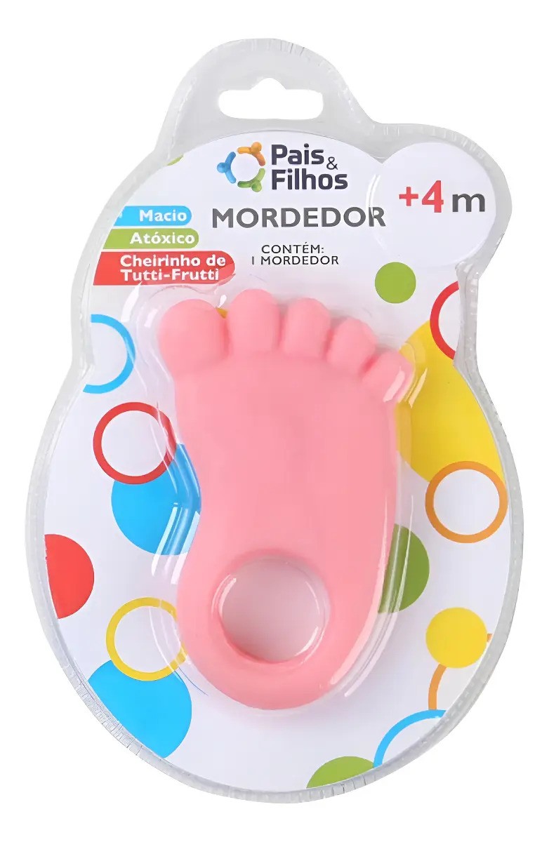 Mordedor Pais & Filhos Pezinho Rosa 0-24 Meses