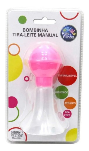 Bomba de Leite Manual Pais & Filhos Rosa Livre de BPA