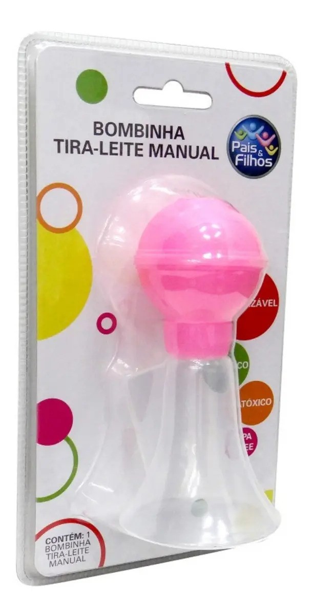 Bomba de Leite Manual Pais & Filhos Rosa Livre de BPA