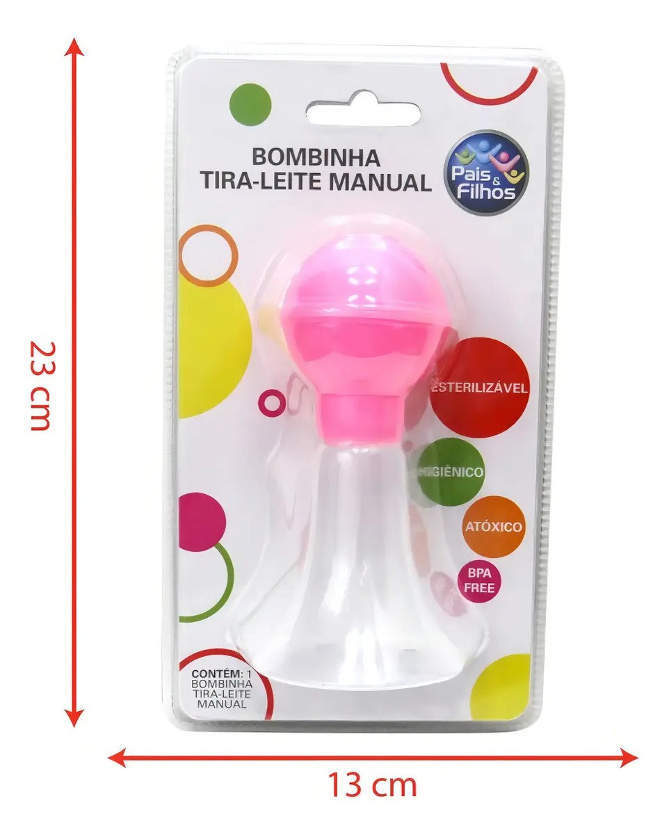 Bomba de Leite Manual Pais & Filhos Rosa Livre de BPA