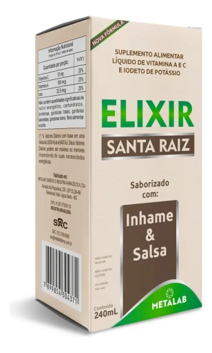 Elixir Metalab Santa Raiz 240ml Salsaparrilha Inhame Sem Glúten