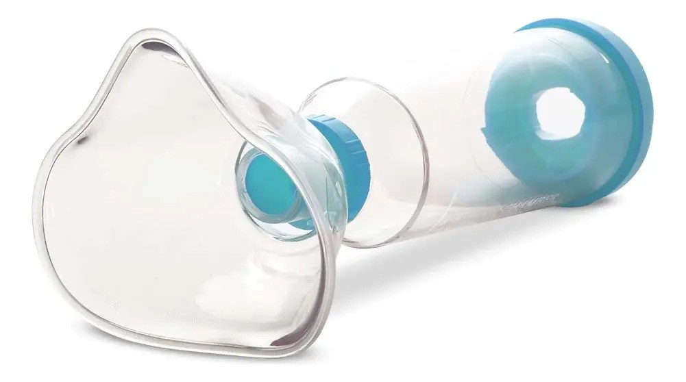 Espacador Medicamento Bombinha Asma HC189P - Máscara Tamanho P Azul