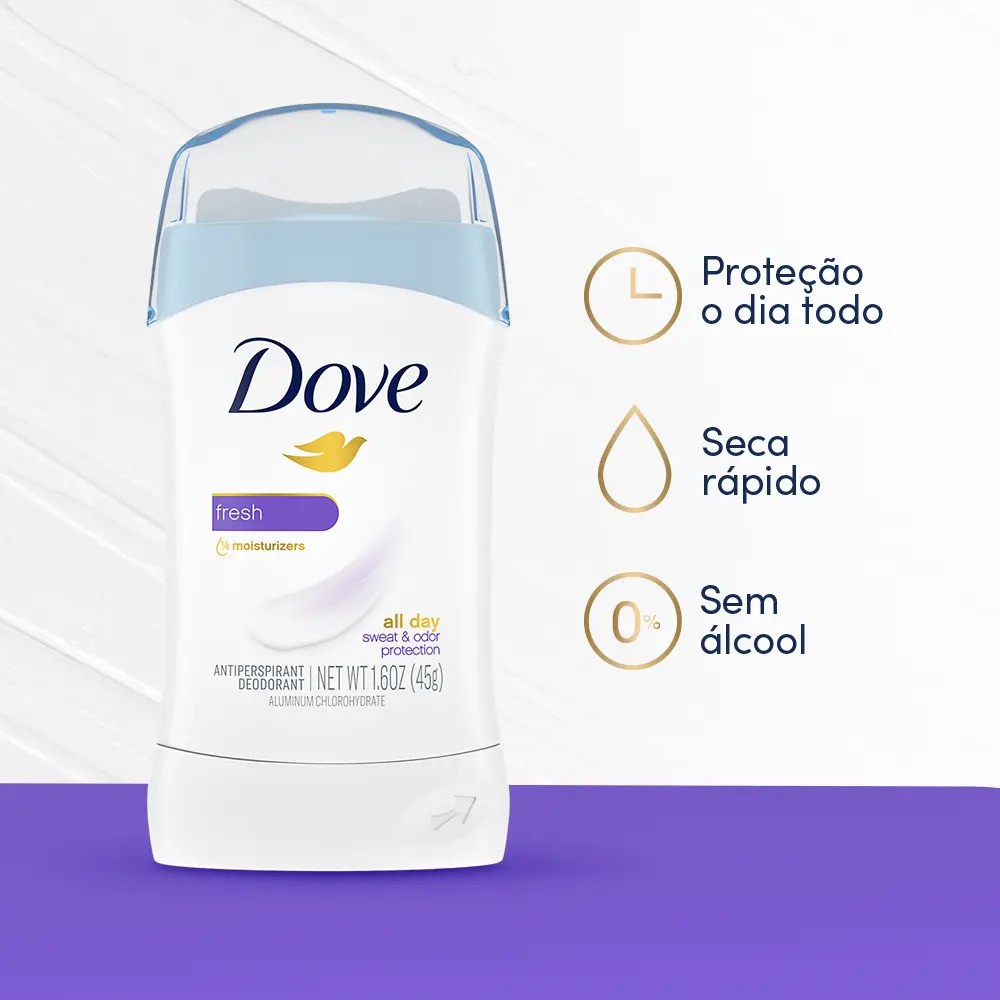 Desodorante Antitranspirante Dove Stick Fragrância Fresh 45g
