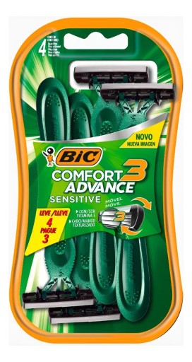 Aparelho Barbear Bic Comfort 3 Advance Sensitive 4 Unidades