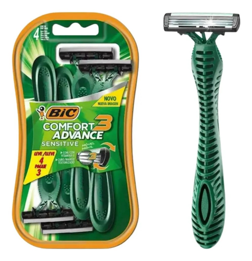 Aparelho Barbear Bic Comfort 3 Advance Sensitive 4 Unidades
