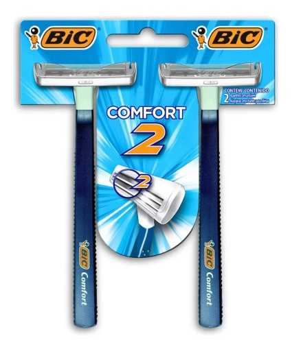 Aparelho de Barbear Bic Comfort 2 Azul Pele Normal 2 Uni Barbeador