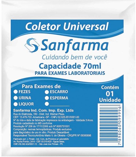 Coletor Universal Sanfarma 70ml