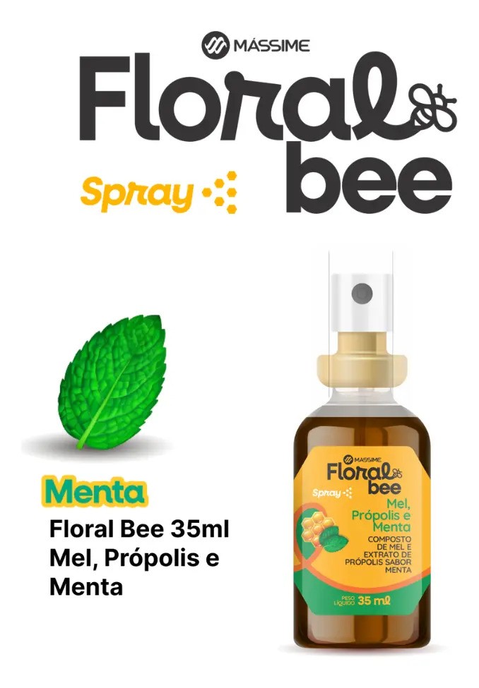 Extrato de Própolis Massime Mel Menta 35ml Spray FloralBee