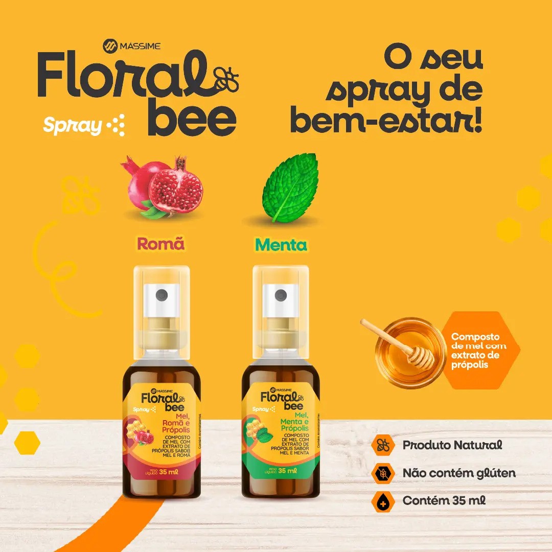 Extrato de Própolis Massime Mel Menta 35ml Spray FloralBee
