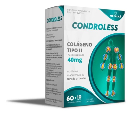 Condroless Metalab Colágeno Tipo II 800mg Comprimidos Sem Sabor 70 Unidades