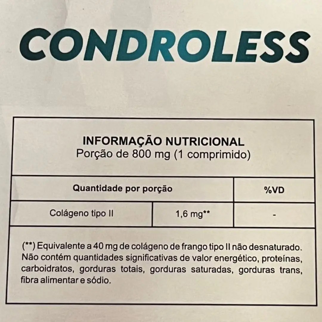 Condroless Metalab Colágeno Tipo II 800mg Comprimidos Sem Sabor 70 Unidades