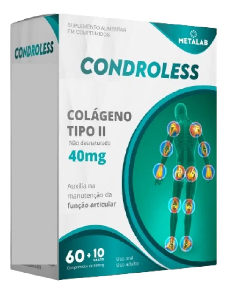 Condroless Metalab Colágeno Tipo II 800mg Comprimidos Sem Sabor 70 Unidades