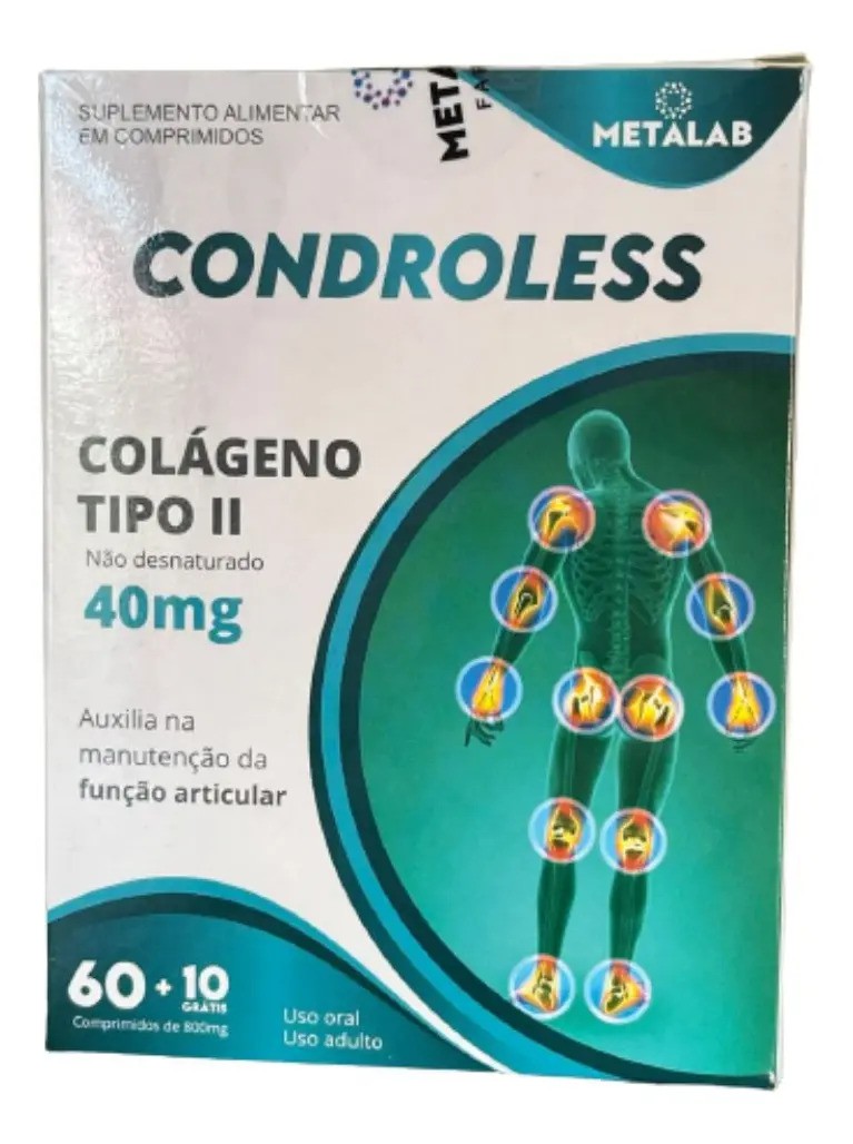 Condroless Metalab Colágeno Tipo II 800mg Comprimidos Sem Sabor 70 Unidades