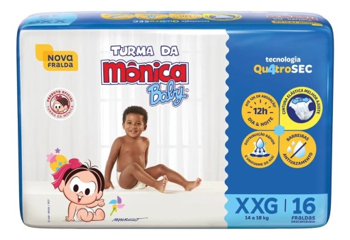 Fralda Turma da Mônica Baby XXG com 16 Unidades