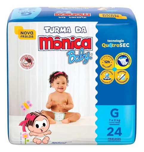 Fralda Descartável Turma da Mônica Baby G Pacote 24 Unidades
