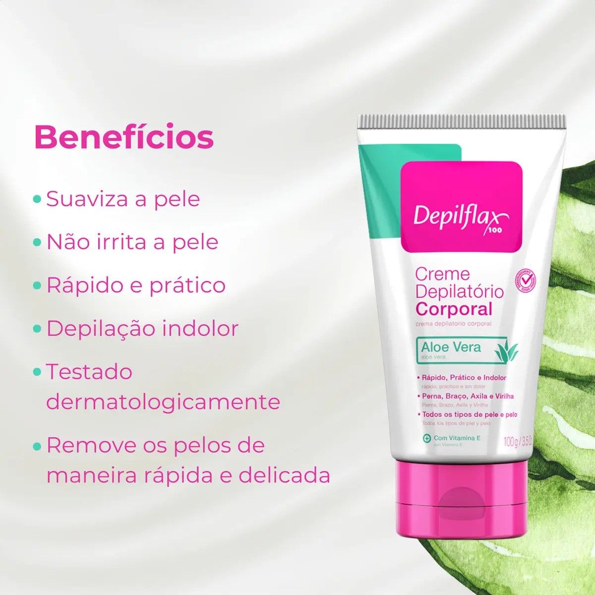 Creme Depilatório Corporal Suave para Pernas, Axilas e Virilhas