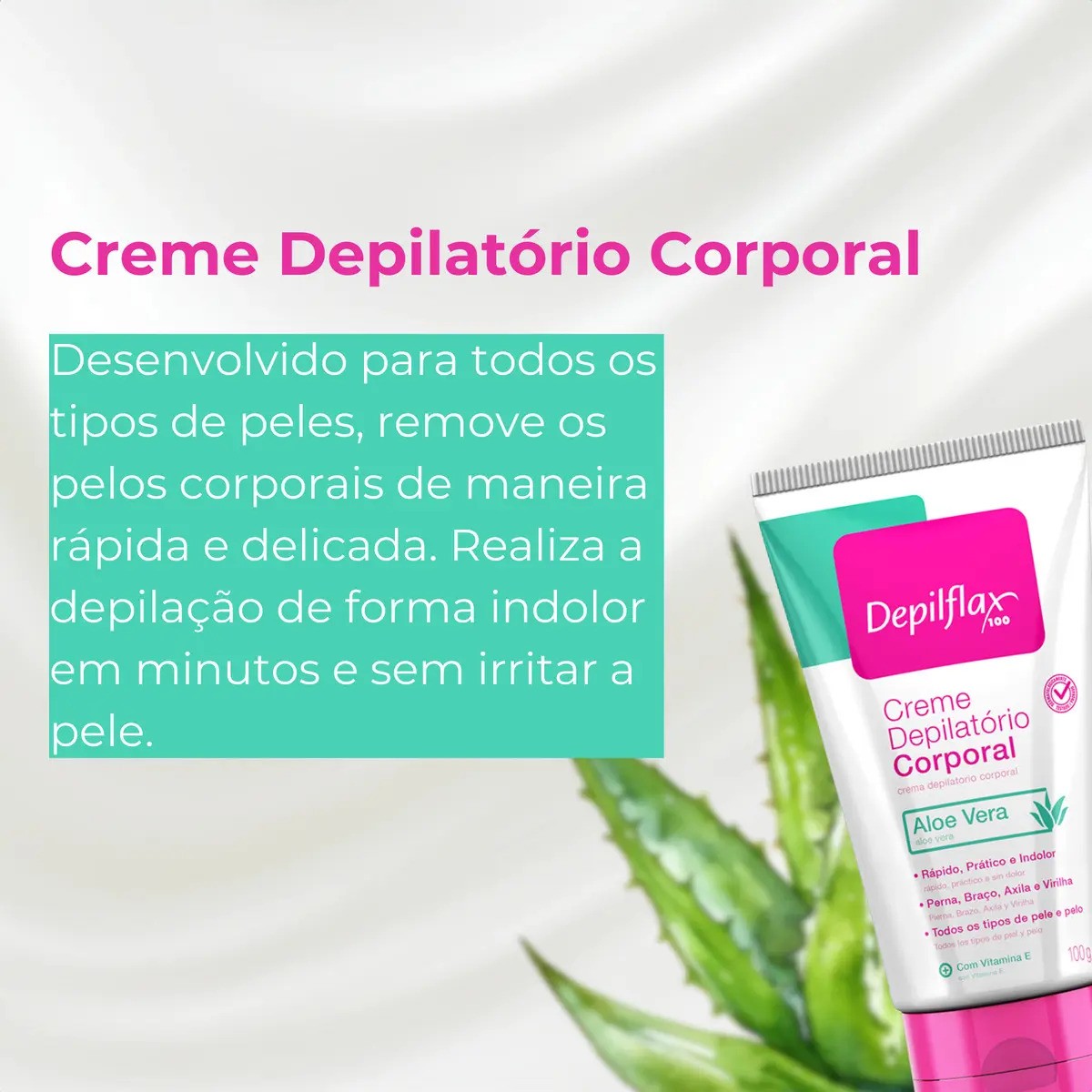 Creme Depilatório Corporal Suave para Pernas, Axilas e Virilhas