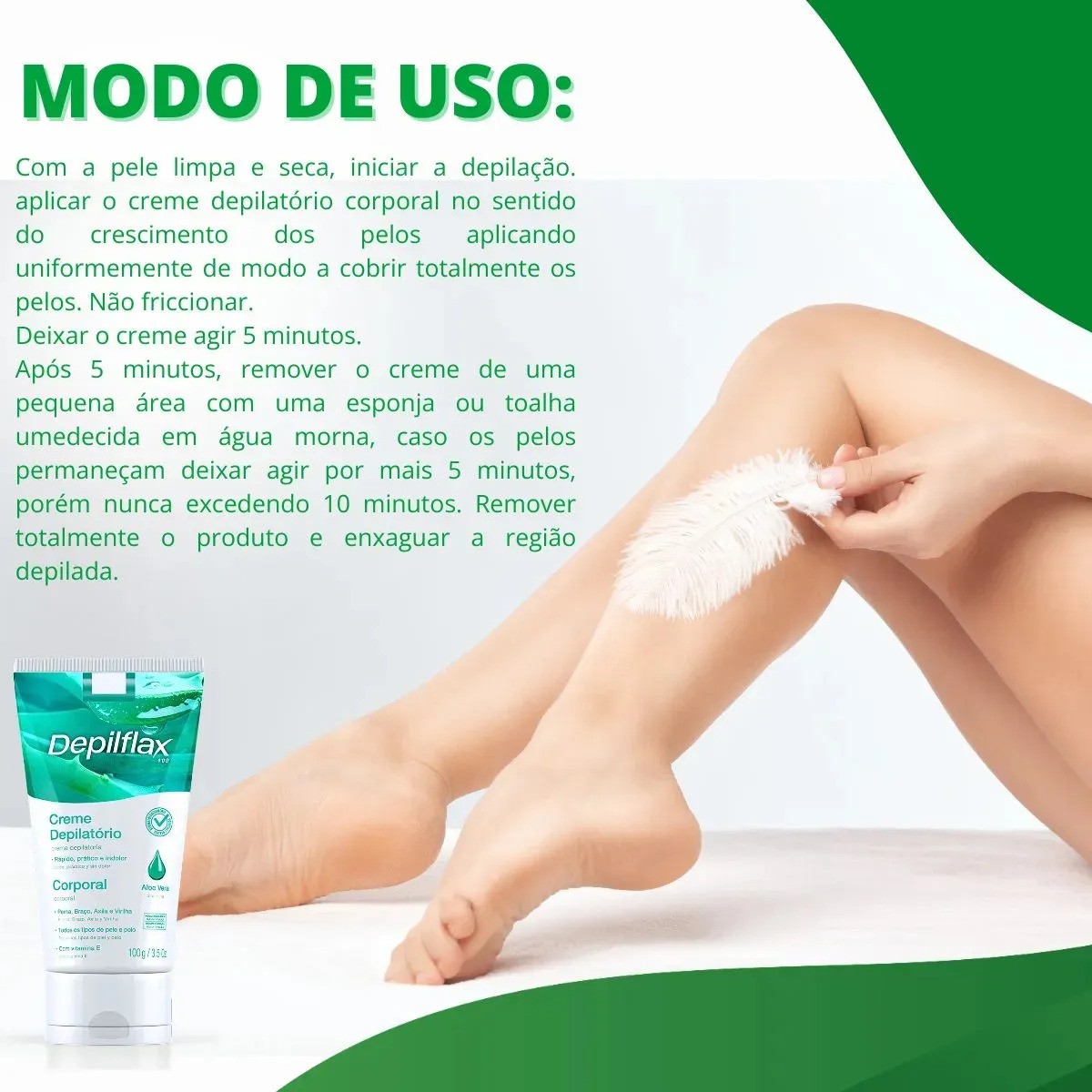 Creme Depilatório Corporal Suave para Pernas, Axilas e Virilhas