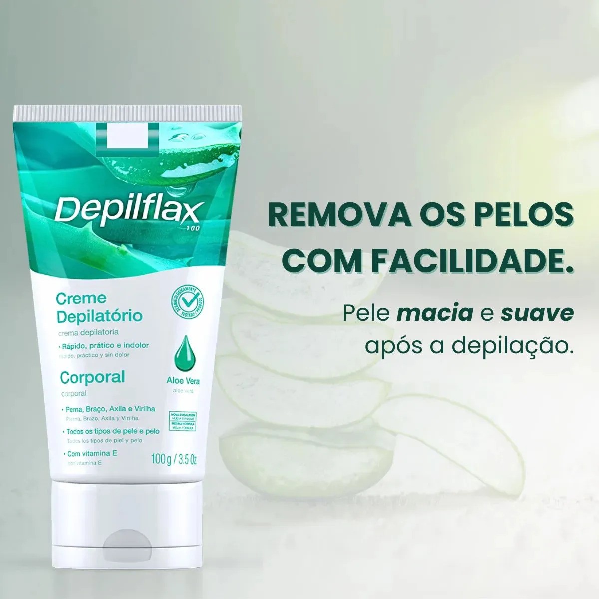 Creme Depilatório Corporal Suave para Pernas, Axilas e Virilhas