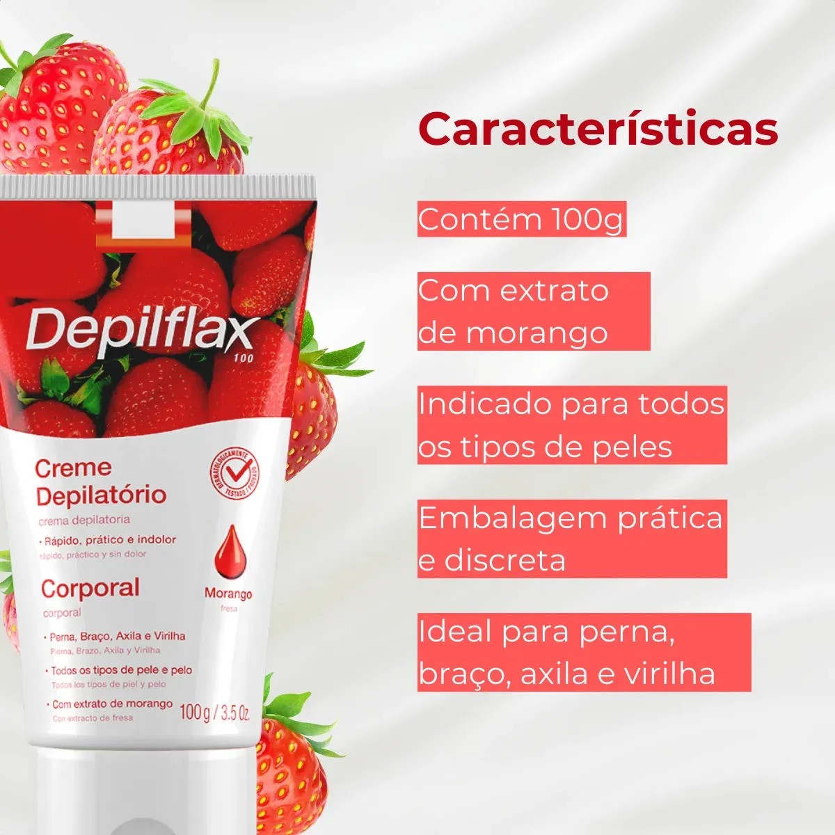 Creme Depilatório Corporal Morango - Depilflax 100 g
