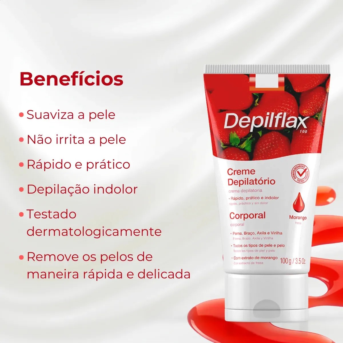 Creme Depilatório Corporal Morango - Depilflax 100 g