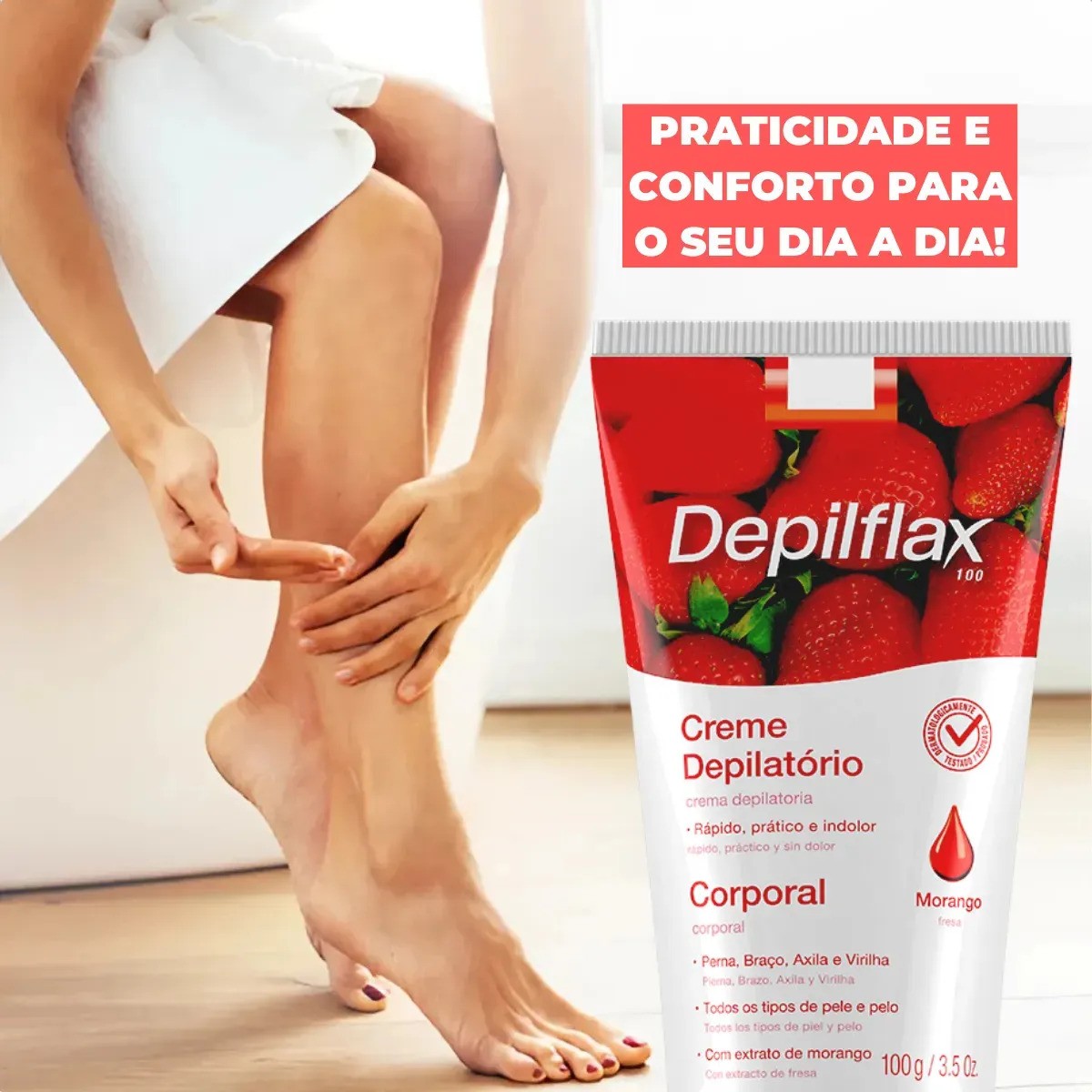 Creme Depilatório Corporal Morango - Depilflax 100 g