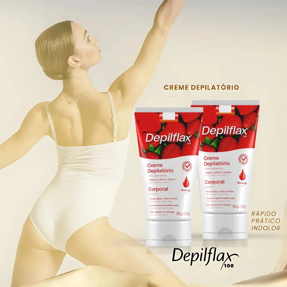 Creme Depilatório Corporal Morango - Depilflax 100 g