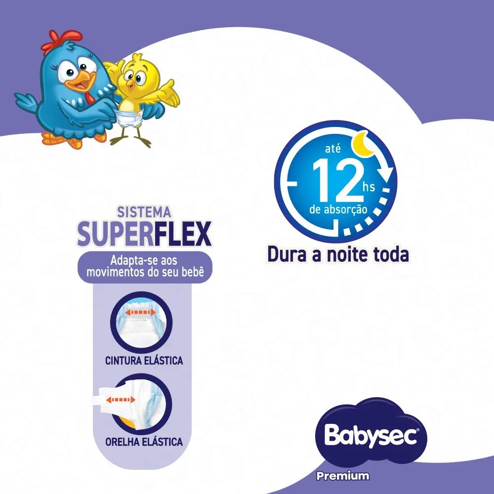 Fralda Galinha Pintadinha Premium Superflex Babysec Tamanho M