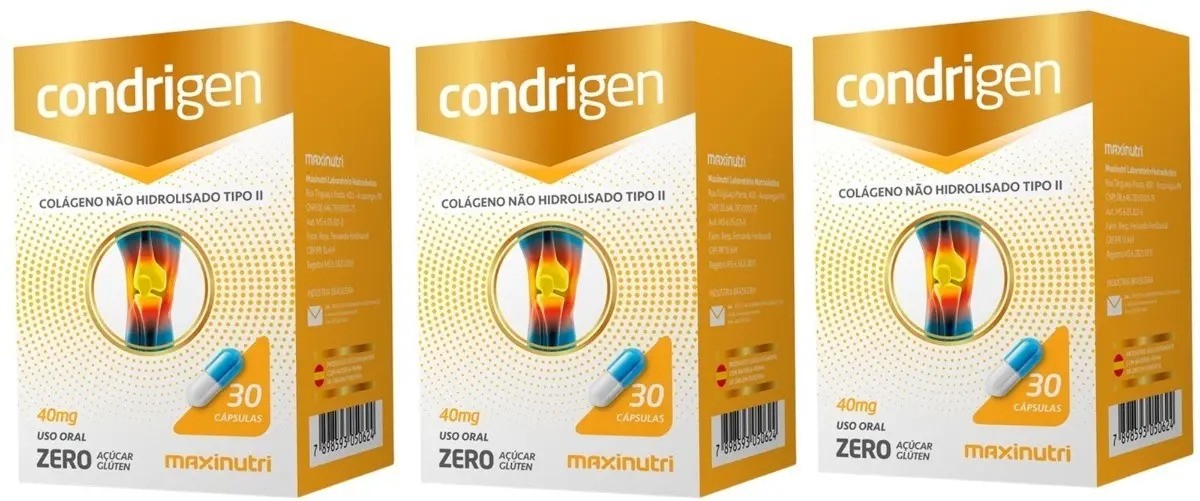 Kit 3 Condrigen 40mg (3x 30 Cáps) Colágeno Tipo 2 Maxinutri