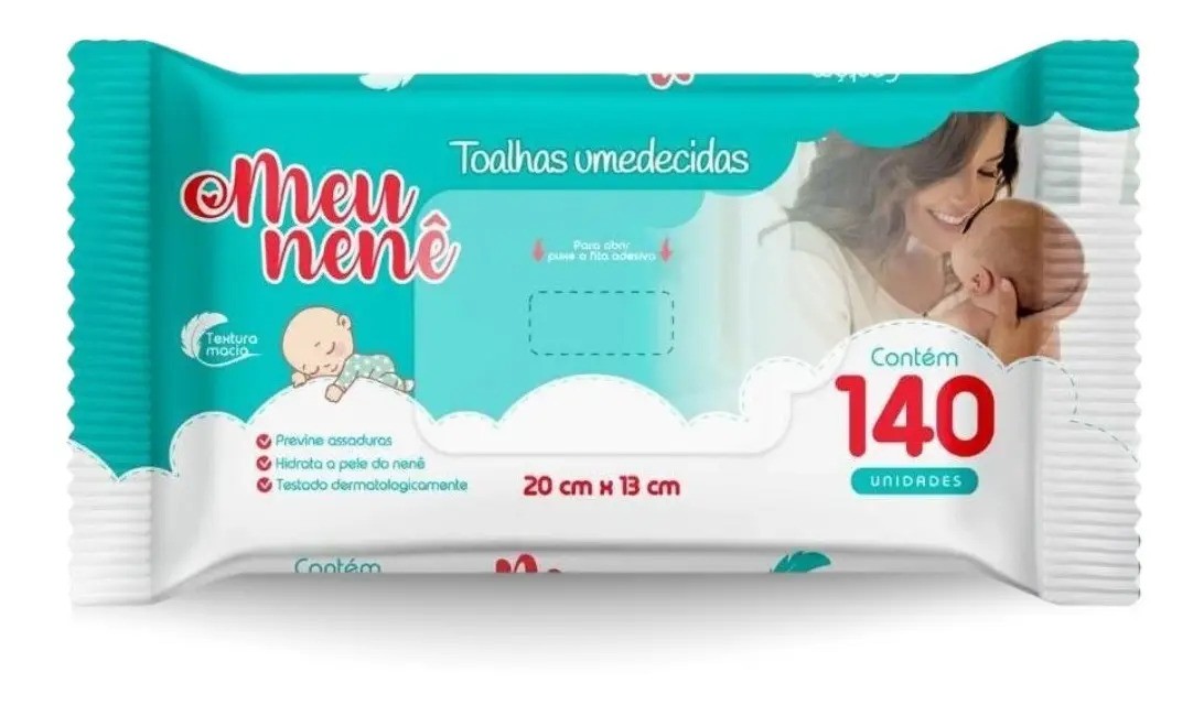 Toalha Umedecida Bebê Hidrata Macia Meu Nenê 140 Lenços
