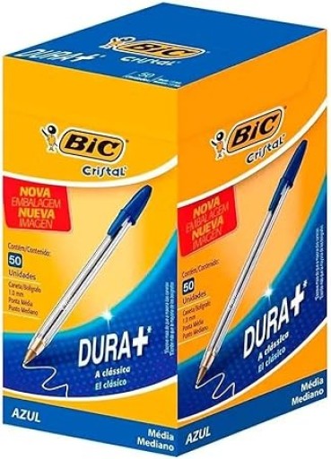 Caneta Esferográfica BIC Cristal Azul Ponta Média 1.0mm Caixa 50 Unidades