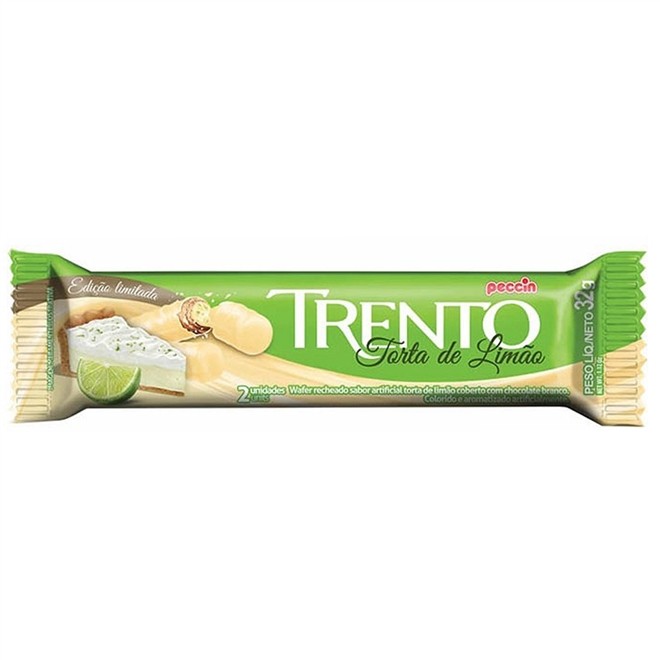 Wafer Recheado Trento Torta de Limão Coberto com Chocolate Branco 29g