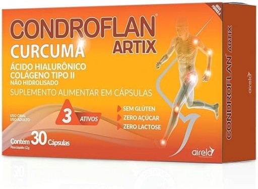 Condroflan Artix Airela Colágeno Tipo II, Ácido Hialurônico e Cúrcuma  30 cápsulas