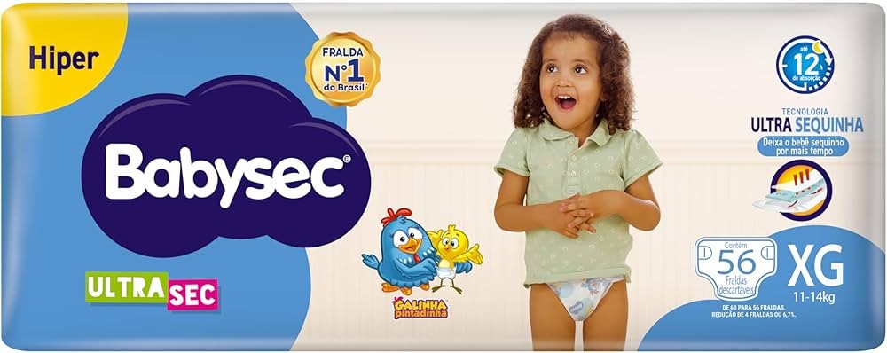 Fralda Babysec Ultrasec XG Galinha Pintadinha 56 Unidades