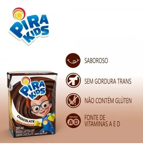 Bebida Láctea UHT Chocolate Pirakids Caixa 200ml