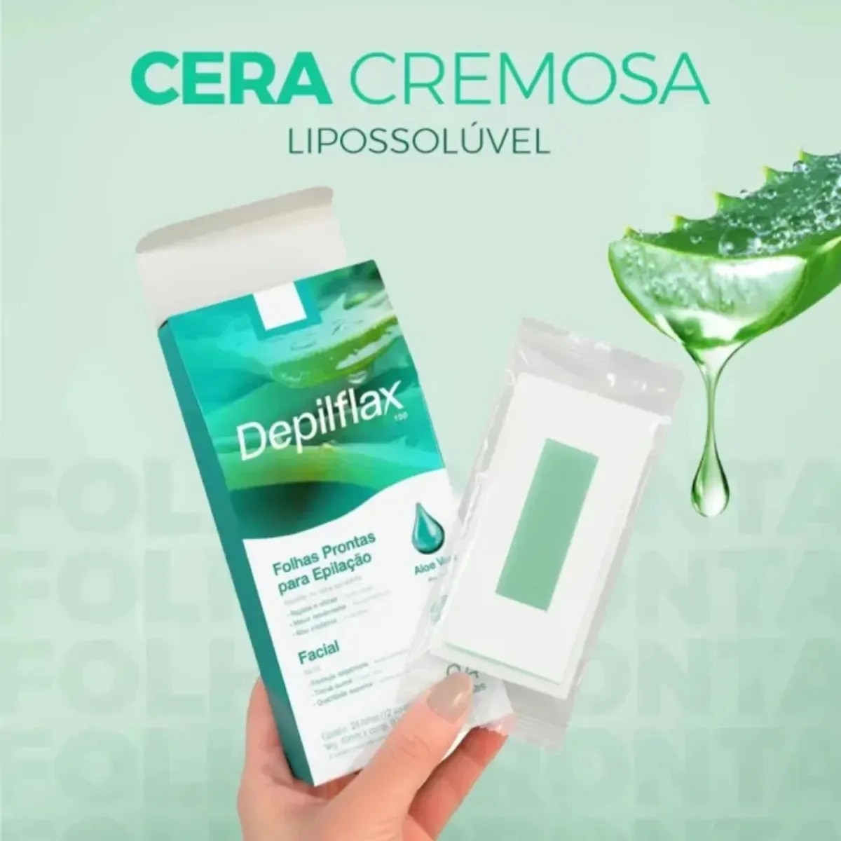 Folhas Prontas Faciais Aloe Vera - 24 folhas - Depilflax Cera Fria Descartavel Higienica