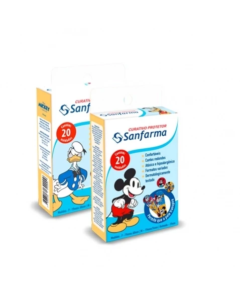 Band Aid Infantil Mickey Sanfarma Pacote com 10 Unidades