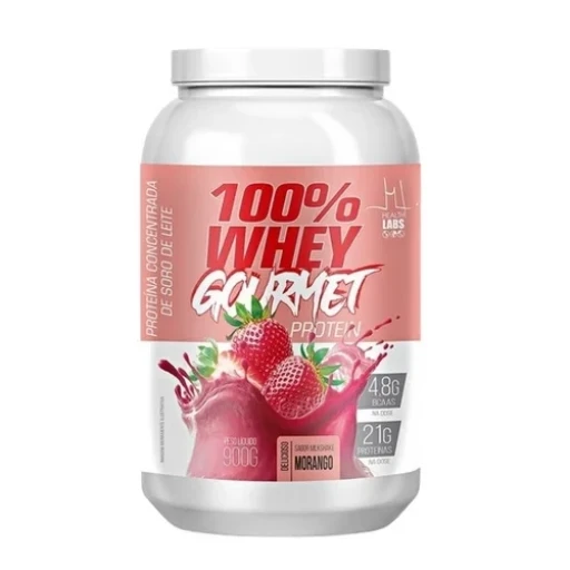 Imagens - Whey Protein Health Labs 100% Gourmet Milkshake Morango 900g