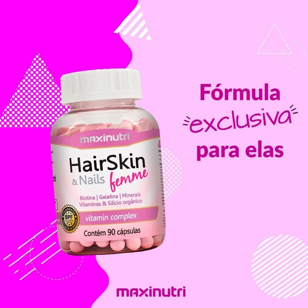 Hair Skin & Nails Femme Biotina 90 Cápsulas Maxinutri