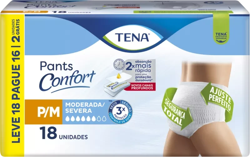 Roupa Íntima Descartável Tena Pants Confort P/M 18 Unidades