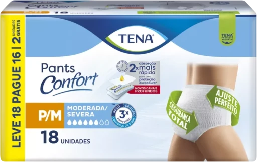 Roupa Íntima Descartável Tena Pants Confort P/M 18 Unidades