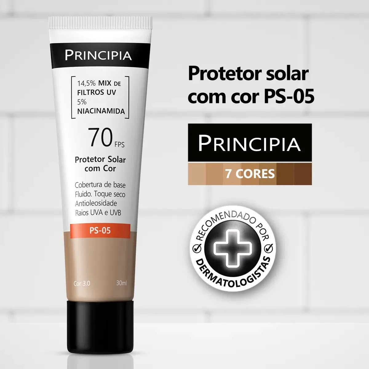 Protetor Solar Facial Principia Proteção Solar Com Cor PS-05 Cor 3.0 30ml FPS70