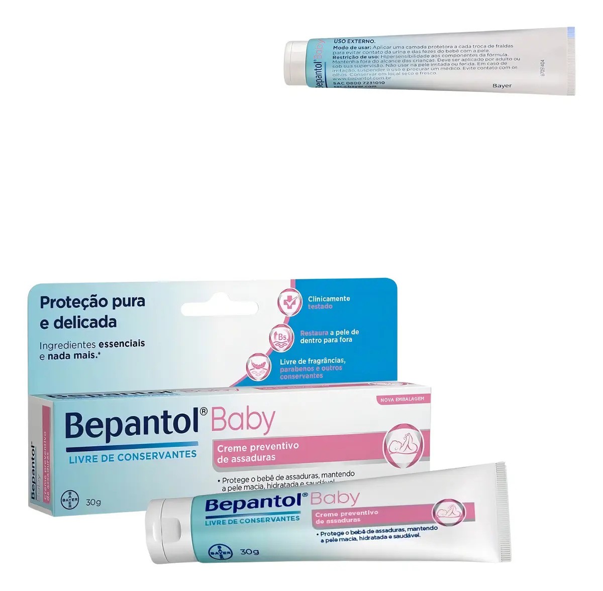 Creme Preventivo de Assaduras sem Perfume Bepantol Baby Caixa 30 g