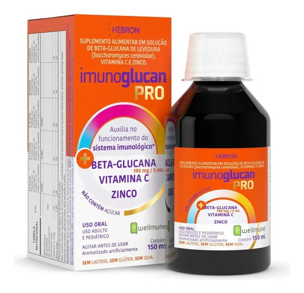 Imunoglucan Pro 150ml - Suplemento Alimentar C+zinco Sabor Sem Sabor