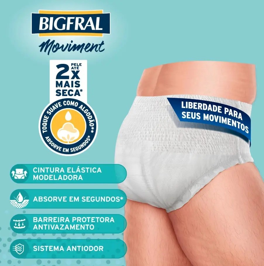 Fralda Geriátrica Bigfral Moviment G/XG com 32 Unidades