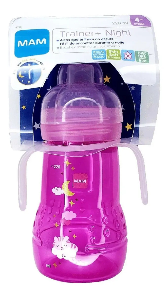 Copo de Treinamento Mam Night Rosa Transição 220ml Full