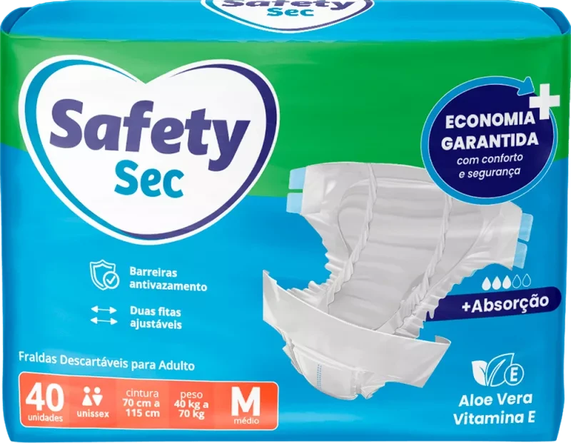 Fralda Geriátrica Safety Mega CCM M 40 Unidades